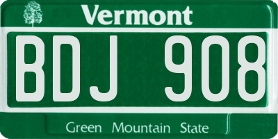 VT license plate BDJ908
