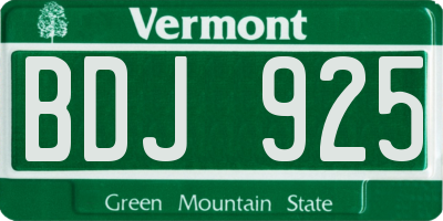 VT license plate BDJ925