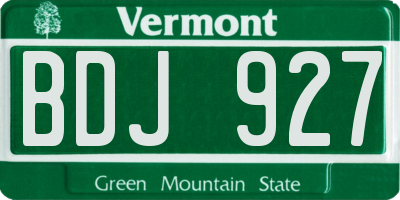 VT license plate BDJ927