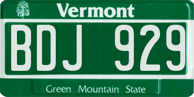 VT license plate BDJ929