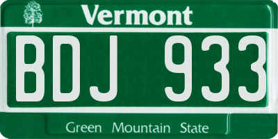 VT license plate BDJ933
