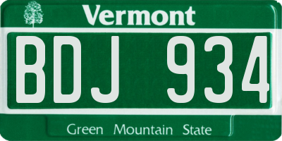 VT license plate BDJ934