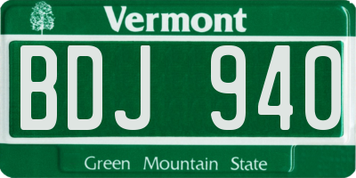VT license plate BDJ940