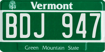 VT license plate BDJ947