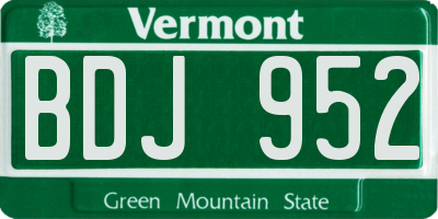 VT license plate BDJ952
