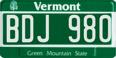 VT license plate BDJ980