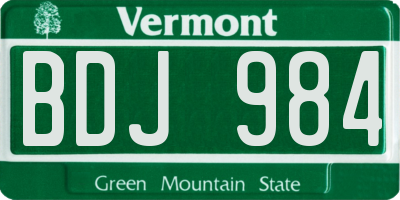 VT license plate BDJ984