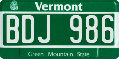 VT license plate BDJ986