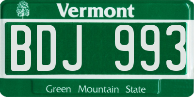 VT license plate BDJ993