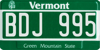 VT license plate BDJ995