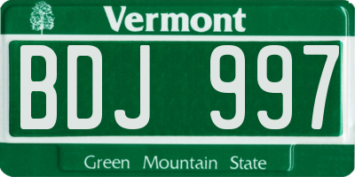VT license plate BDJ997