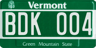 VT license plate BDK004
