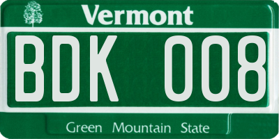 VT license plate BDK008