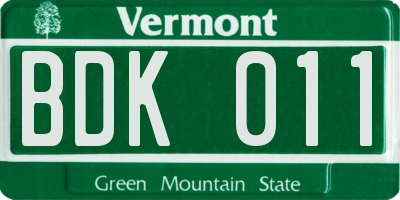 VT license plate BDK011