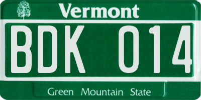 VT license plate BDK014