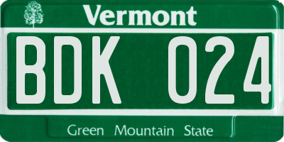 VT license plate BDK024