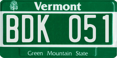 VT license plate BDK051