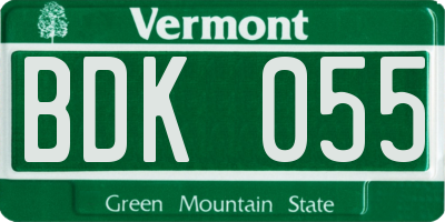 VT license plate BDK055