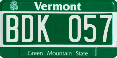 VT license plate BDK057