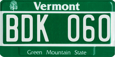 VT license plate BDK060