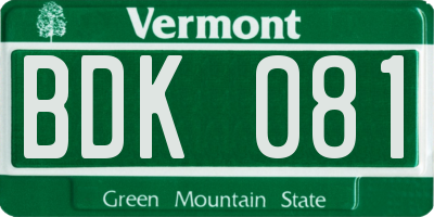 VT license plate BDK081