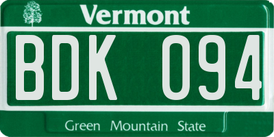 VT license plate BDK094