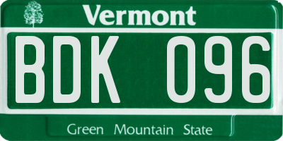VT license plate BDK096