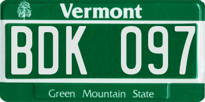 VT license plate BDK097