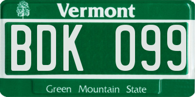 VT license plate BDK099