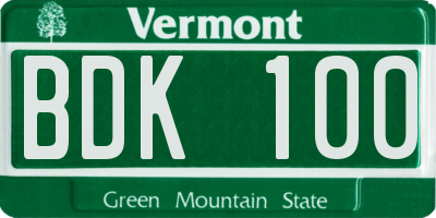 VT license plate BDK100