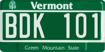 VT license plate BDK101