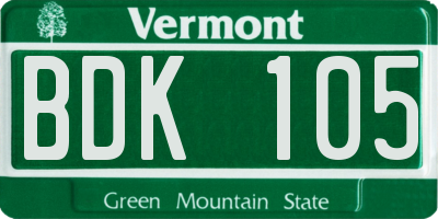 VT license plate BDK105