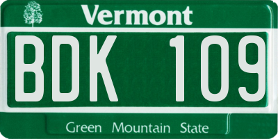 VT license plate BDK109