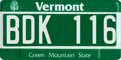 VT license plate BDK116