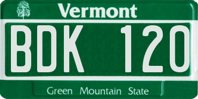 VT license plate BDK120