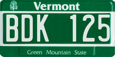 VT license plate BDK125