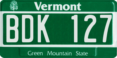 VT license plate BDK127