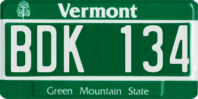 VT license plate BDK134