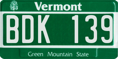 VT license plate BDK139