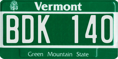 VT license plate BDK140