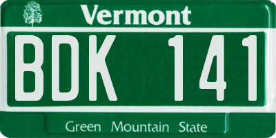 VT license plate BDK141
