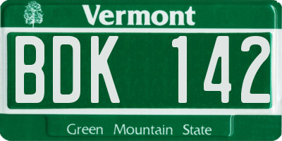 VT license plate BDK142