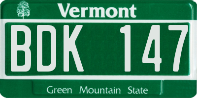 VT license plate BDK147