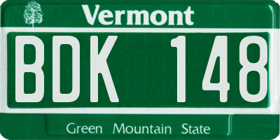 VT license plate BDK148