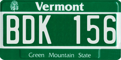 VT license plate BDK156