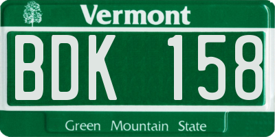 VT license plate BDK158