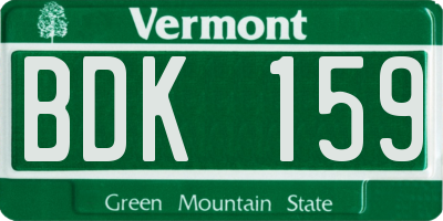 VT license plate BDK159