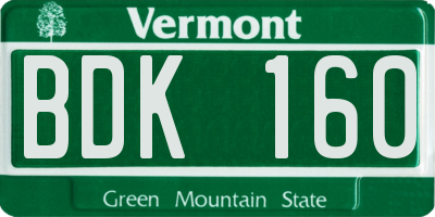 VT license plate BDK160