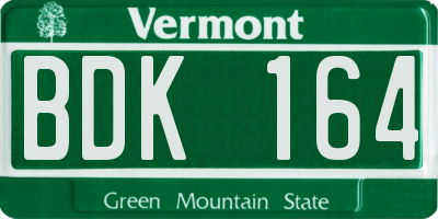 VT license plate BDK164
