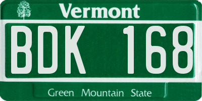 VT license plate BDK168